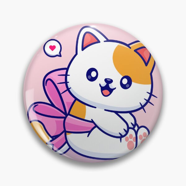 Item preview, "Cute Cat with Ribbon: Cartoon Vector Icon Illustration" designed and sold by hjian8219.