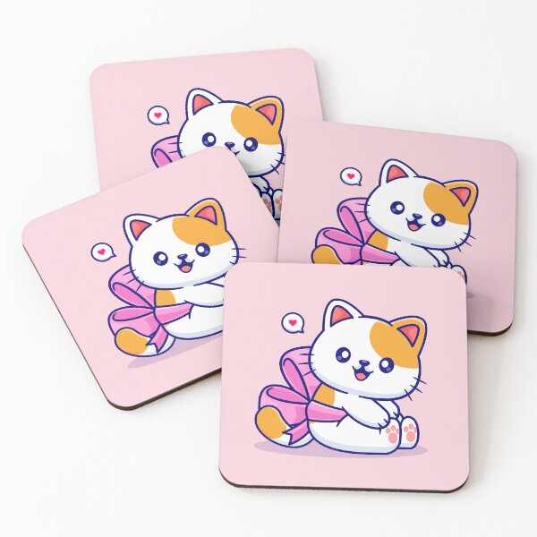 Item preview, "Cute Cat with Ribbon: Cartoon Vector Icon Illustration" designed and sold by hjian8219.
