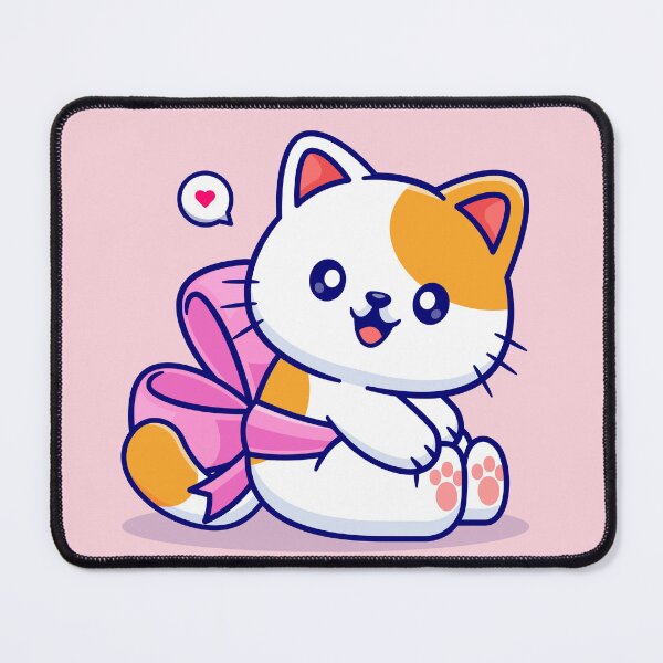 Item preview, "Cute Cat with Ribbon: Cartoon Vector Icon Illustration" designed and sold by hjian8219.