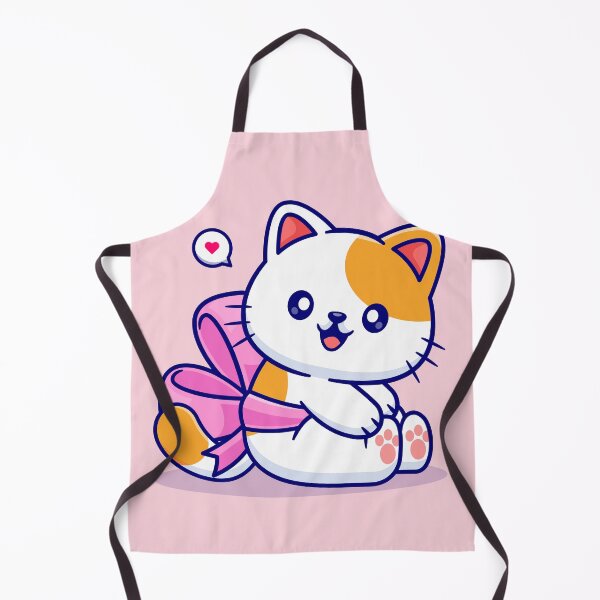 Item preview, "Cute Cat with Ribbon: Cartoon Vector Icon Illustration" designed and sold by hjian8219.