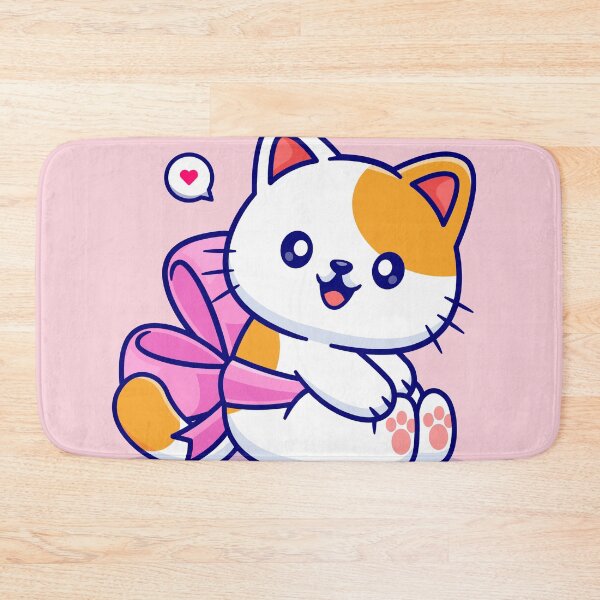 Item preview, "Cute Cat with Ribbon: Cartoon Vector Icon Illustration" designed and sold by hjian8219.