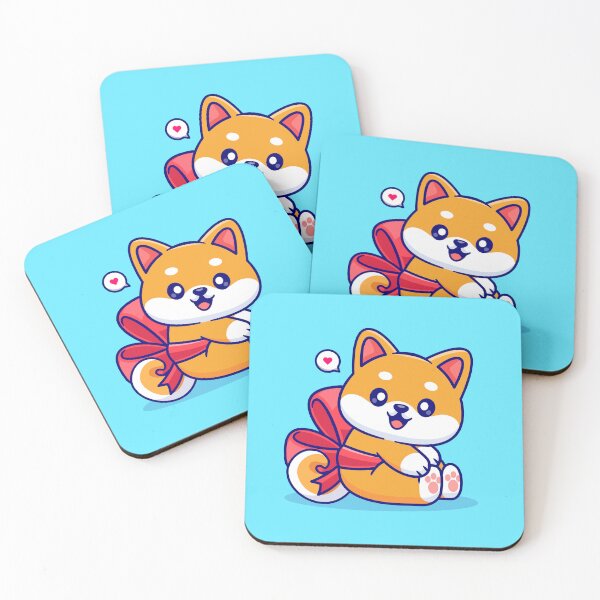 Item preview, Cute Shiba Inu Dog with Ribbon: Cartoon Vector Icon Illustration" designed and sold by hjian8219.