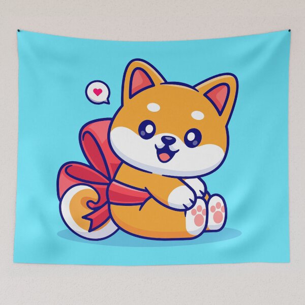Item preview, Cute Shiba Inu Dog with Ribbon: Cartoon Vector Icon Illustration" designed and sold by hjian8219.