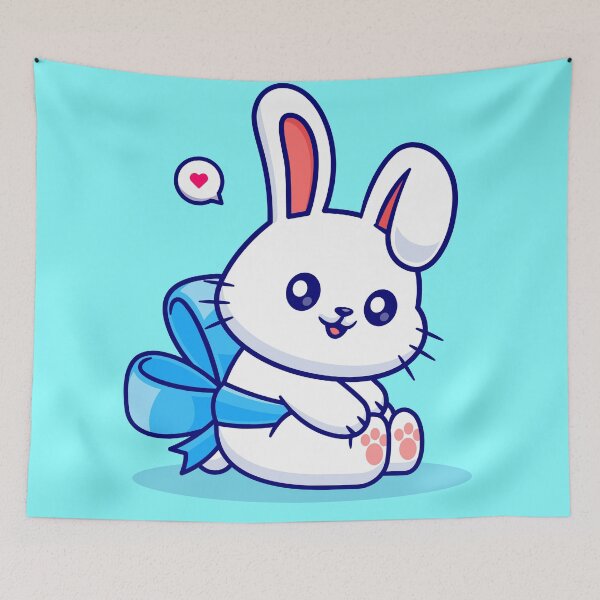 Item preview, "Cute Rabbit with Ribbon: Cartoon Vector Icon Illustration" designed and sold by hjian8219.