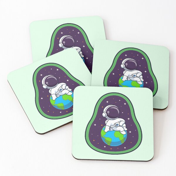 Item preview, "Cute Astronaut Sitting on Earth Avocado: Cartoon Vector Icon Illustration" designed and sold by hjian8219.