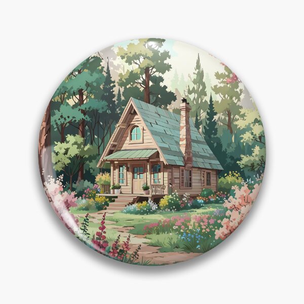 Item preview, Cute Cabin In the Forest With Flowers /AI Art/ #36 designed and sold by AI-Floral-Art.