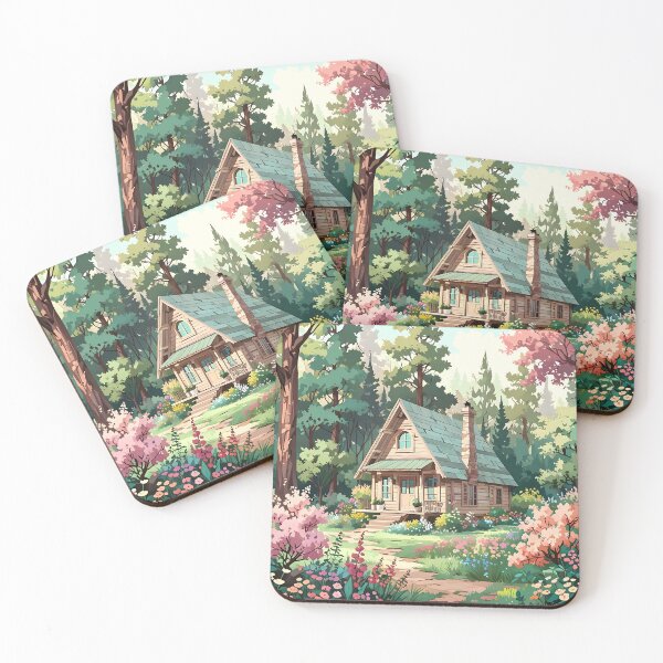 Item preview, Cute Cabin In the Forest With Flowers /AI Art/ #36 designed and sold by AI-Floral-Art.