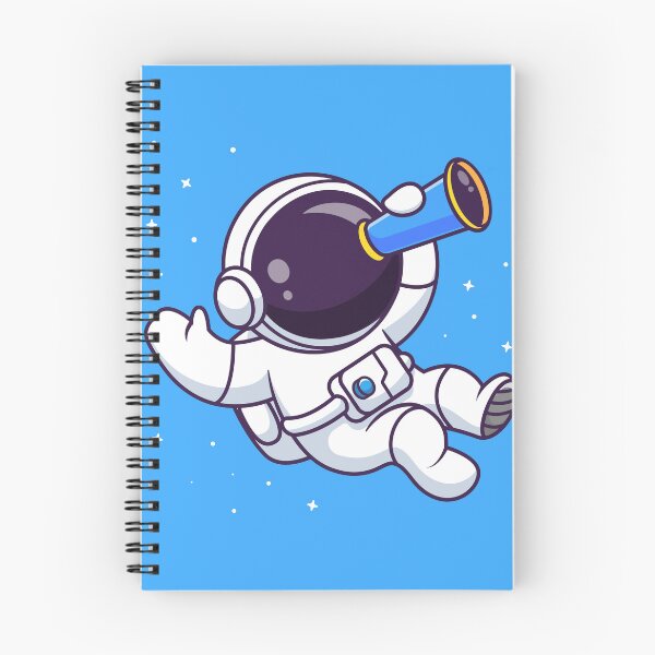 Item preview, "Cute Astronaut Looking Through Telescope: Cartoon Vector Icon Illustration" designed and sold by hjian8219.