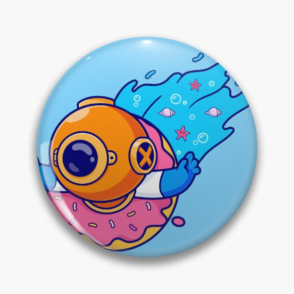 Item preview, "Cute Diver Donut: Cartoon Vector Icon Illustration" designed and sold by hjian8219.