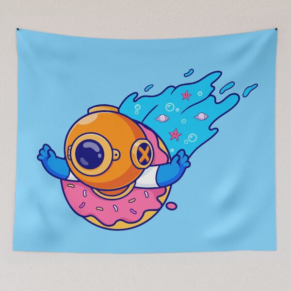 Item preview, "Cute Diver Donut: Cartoon Vector Icon Illustration" designed and sold by hjian8219.