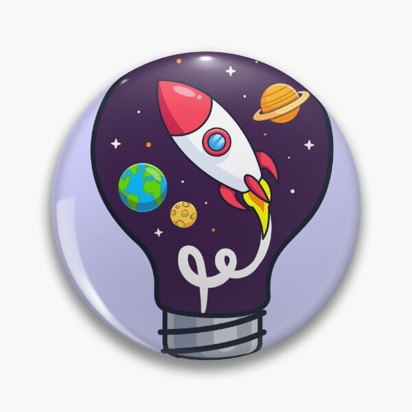 Item preview, Light Bulb Space with Rocket: Cartoon Vector Icon Illustration" designed and sold by hjian8219.