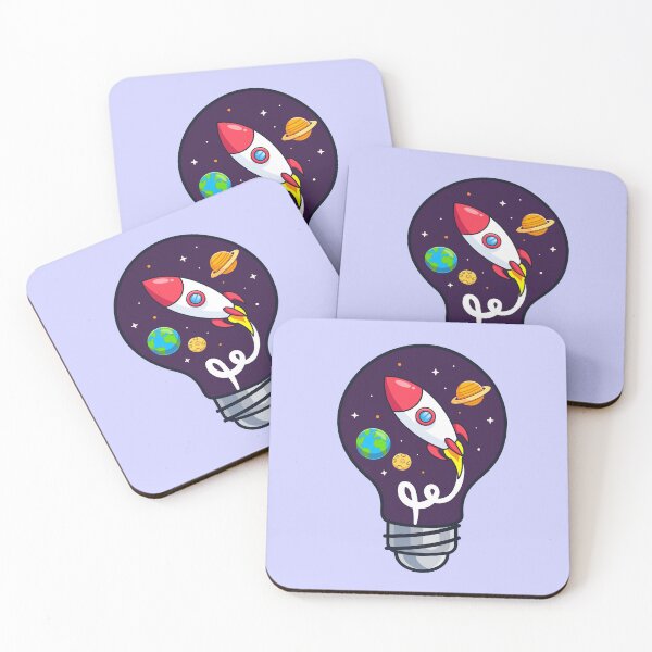 Item preview, Light Bulb Space with Rocket: Cartoon Vector Icon Illustration" designed and sold by hjian8219.