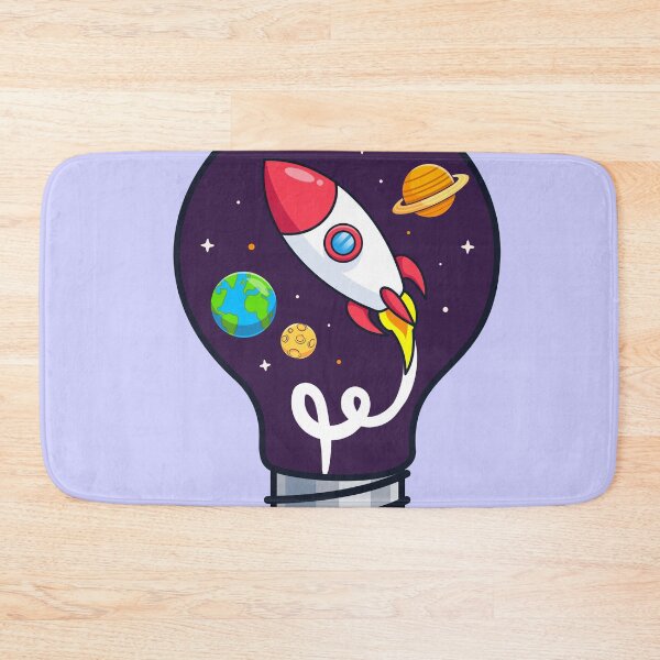 Item preview, Light Bulb Space with Rocket: Cartoon Vector Icon Illustration" designed and sold by hjian8219.