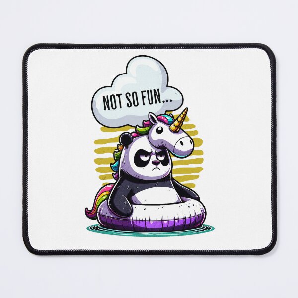 Item preview, PANDA AND UNICORN, FUNNY UPSET PANDA BEAR IN A UNICORN POOL FLOAT designed and sold by DAMOTAmagazine.