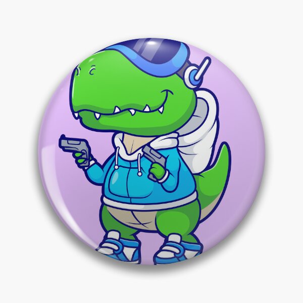Item preview, "Cute Dinosaur Gaming with Gun: Cartoon Vector Icon Illustration" designed and sold by hjian8219.