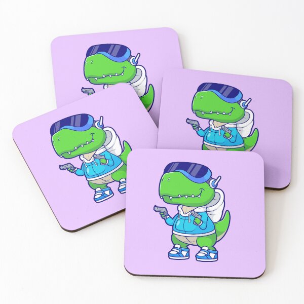 Item preview, "Cute Dinosaur Gaming with Gun: Cartoon Vector Icon Illustration" designed and sold by hjian8219.