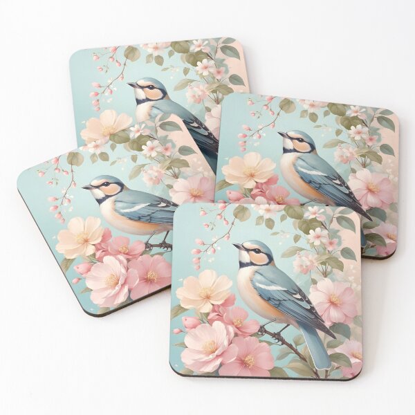 Item preview, Cute Pastel Bird And Pink Flowers /AI Art/ #37 designed and sold by AI-Floral-Art.