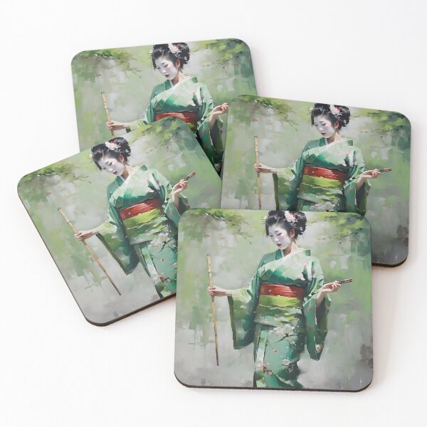 Item preview, Japanese Geisha in Green B Portrait designed and sold by Oldetimemercan.