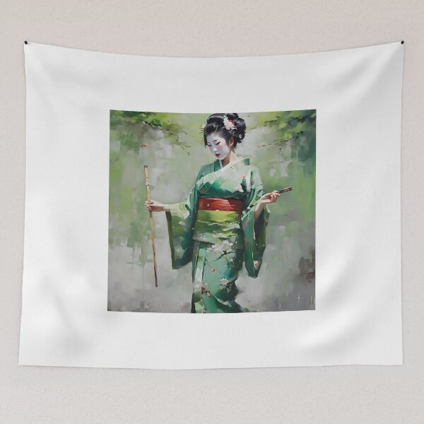 Item preview, Japanese Geisha in Green B Portrait designed and sold by Oldetimemercan.