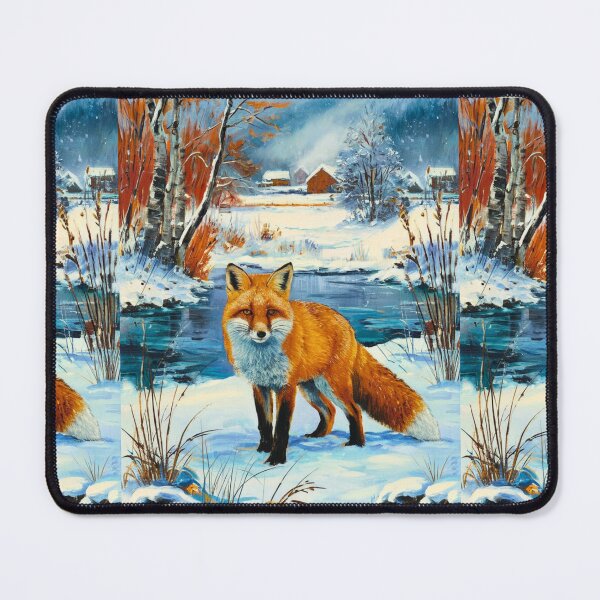 Item preview, Fox Portrait. Winter season, snowy fox, vintage fox, fox painting, Paul Cezanne style designed and sold by FoxVibes.