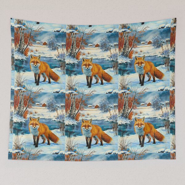 Item preview, Fox Portrait. Winter season, snowy fox, vintage fox, fox painting, Paul Cezanne style designed and sold by FoxVibes.
