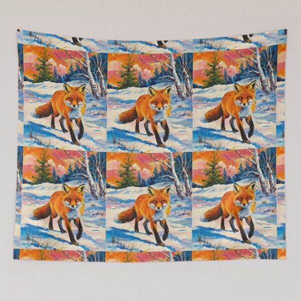 Artikelvorschau, Fuchs-Porträt. Wintersaison, verschneiter Fuchs, Vintage-Fuchs, Fuchs-Malerei, Paul Cezanne-Stil entworfen und verkauft von FoxVibes.