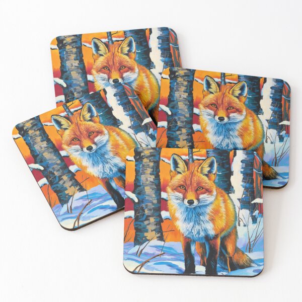 Artikelvorschau, Fuchs-Porträt. Wintersaison, verschneiter Fuchs, Vintage-Fuchs, Fuchs-Malerei, Paul Cezanne-Stil entworfen und verkauft von FoxVibes.