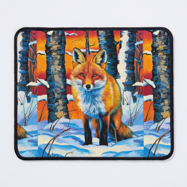 Item preview, Fox Portrait. Winter season, snowy fox, vintage fox, fox painting, Paul Cezanne style designed and sold by FoxVibes.