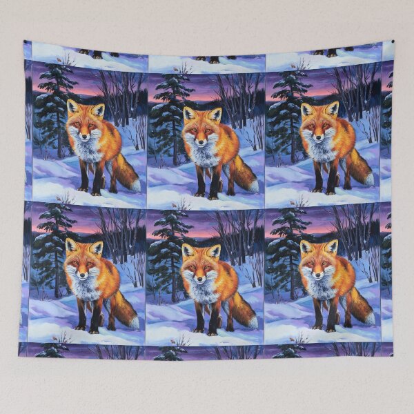 Artikelvorschau, Fuchs-Porträt. Wintersaison, verschneiter Fuchs, Vintage-Fuchs, Fuchs-Malerei, Paul Cezanne-Stil entworfen und verkauft von FoxVibes.