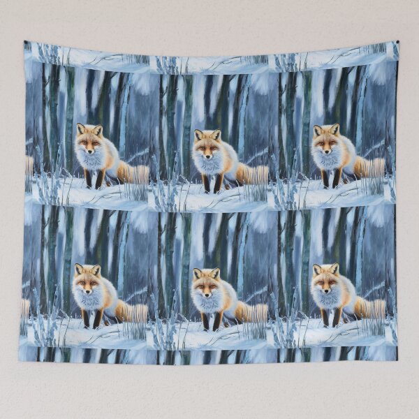 Artikelvorschau, Fuchs-Porträt. Wintersaison, verschneiter Fuchs, Vintage-Fuchs, Fuchs-Malerei, Paul Cezanne-Stil entworfen und verkauft von FoxVibes.