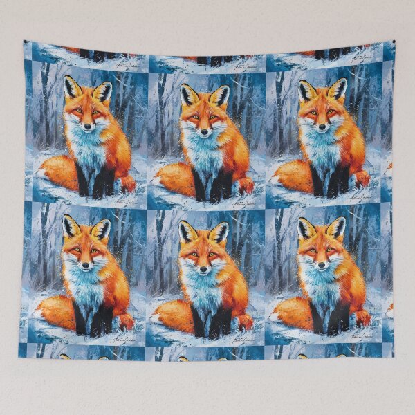 Item preview, Fox Portrait. Winter season, snowy fox, vintage fox, fox painting, Paul Cezanne style designed and sold by FoxVibes.