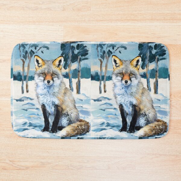 Artikelvorschau, Fuchs-Porträt. Wintersaison, verschneiter Fuchs, Vintage-Fuchs, Fuchs-Malerei, Paul Cezanne-Stil entworfen und verkauft von FoxVibes.