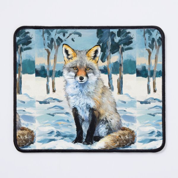 Item preview, Fox Portrait. Winter season, snowy fox, vintage fox, fox painting, Paul Cezanne style designed and sold by FoxVibes.