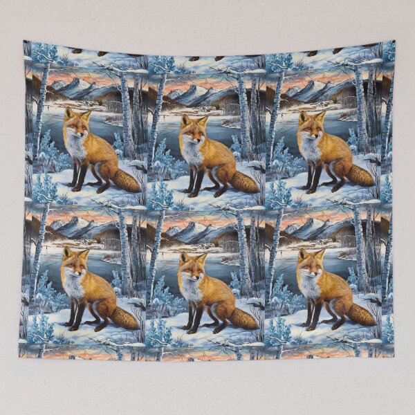 Item preview, Fox Portrait. Winter season, snowy fox, vintage fox, fox painting, Paul Cezanne style designed and sold by FoxVibes.