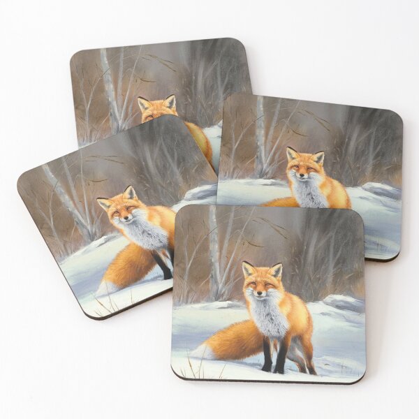 Artikelvorschau, Fuchs-Porträt. Wintersaison, verschneiter Fuchs, Vintage-Fuchs, Fuchs-Malerei, Paul Cezanne-Stil entworfen und verkauft von FoxVibes.