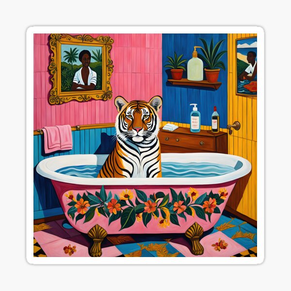 Item preview, Tiger in a Bath Tub, Fuschia, Pink designed and sold by Michael Lagcao.