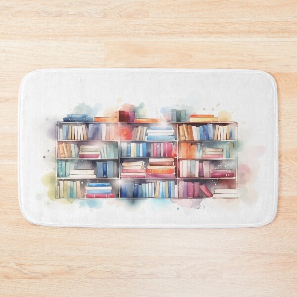 Item preview, Colourful Bookcase full of books watercolour illustratrion designed and sold by Roxane Bay.