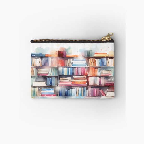 Item preview, Colourful Bookcase full of books watercolour illustratrion designed and sold by Roxane Bay.