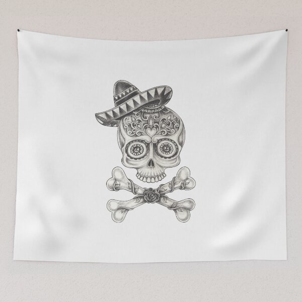 Item preview, Sugar skull day of the dead mix skull and crossbones. designed and sold by Jiwsurreal.