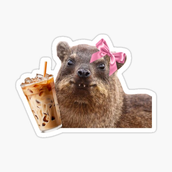 Item preview, Hyrax with iced coffee  designed and sold by SillyLittleSnek.
