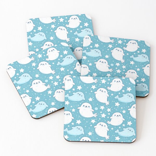 Item preview, Kawaii Seal Blue Stars Pattern designed and sold by palaco210.
