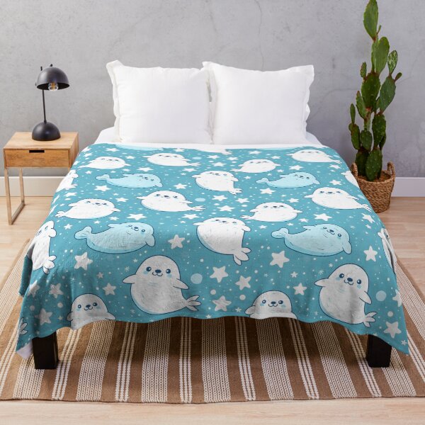 Item preview, Kawaii Seal Blue Stars Pattern designed and sold by palaco210.