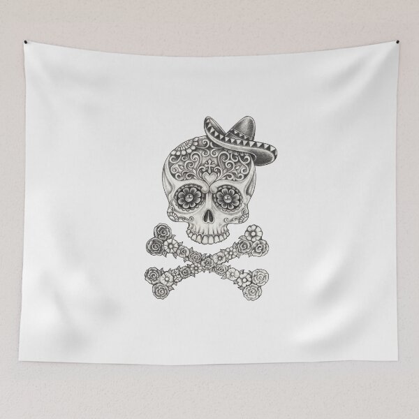 Item preview, Sugar skull day of the dead mix skull and crossbones. designed and sold by Jiwsurreal.