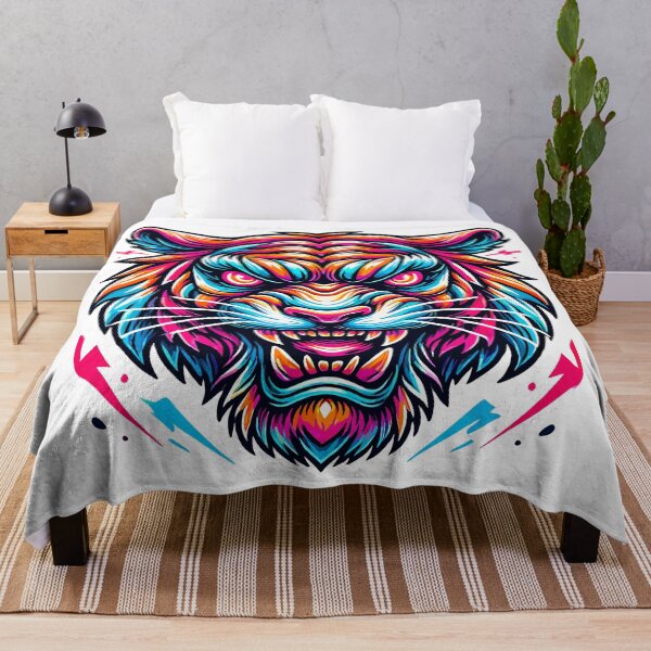 Item preview, Terrifying Neon Angry Tiger Graffiti Art Design designed and sold by ArtfulHunter.