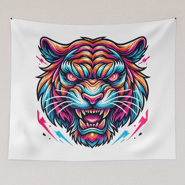 Item preview, Terrifying Neon Angry Tiger Graffiti Art Design designed and sold by ArtfulHunter.