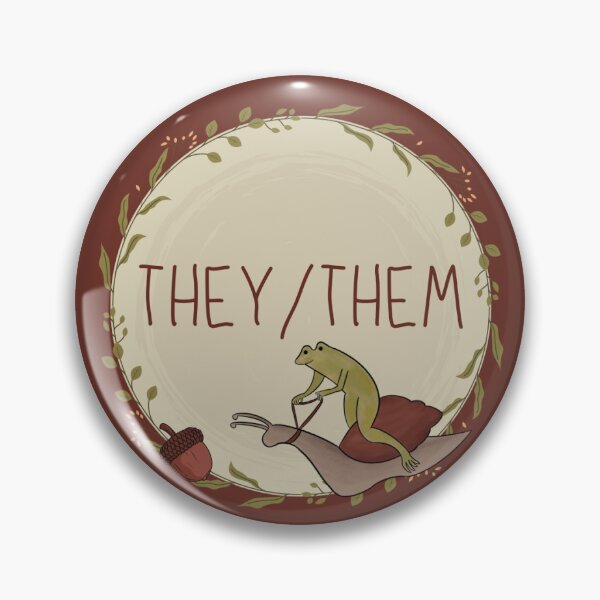 Item preview, Froggy Snail They/Them Pronoun Sticker Pin Button designed and sold by Just-Be-Designs.