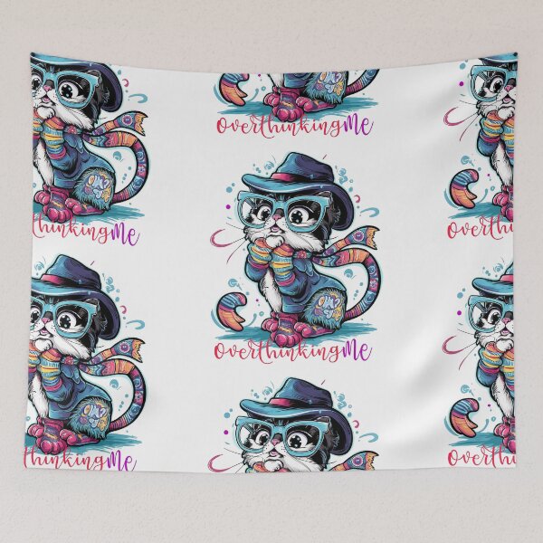 Item preview, Overthinking Me: Cute Fashionable Cat Design designed and sold by asprse.