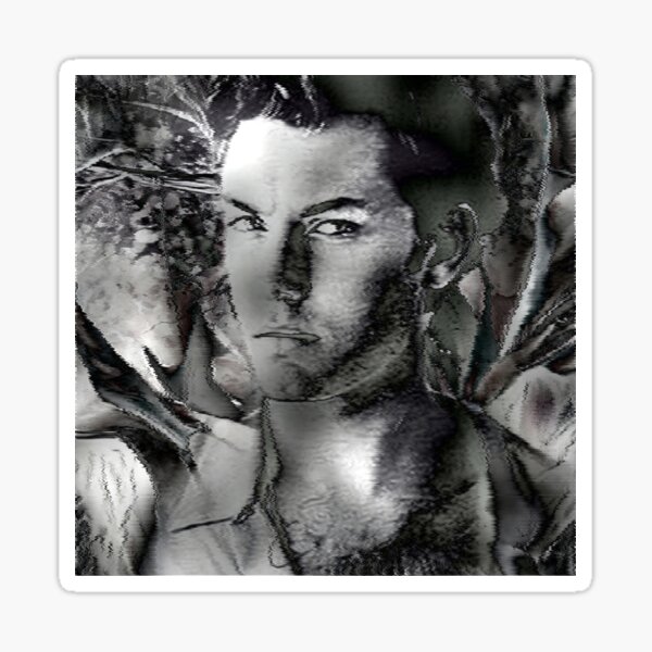 black & white boy Sticker