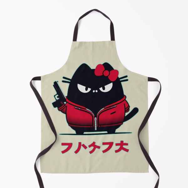Item preview, Mysterious Black Cat | Red Bow and Jacket | Holding a Gun | Japanese Letters designed and sold by IAPICTURE.