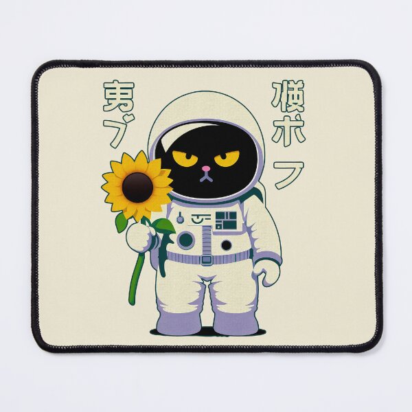 Item preview, Cute Black Cat Astronaut | Holding a Sunflower | Japanese Letters | Whimsical Space Design designed and sold by IAPICTURE.